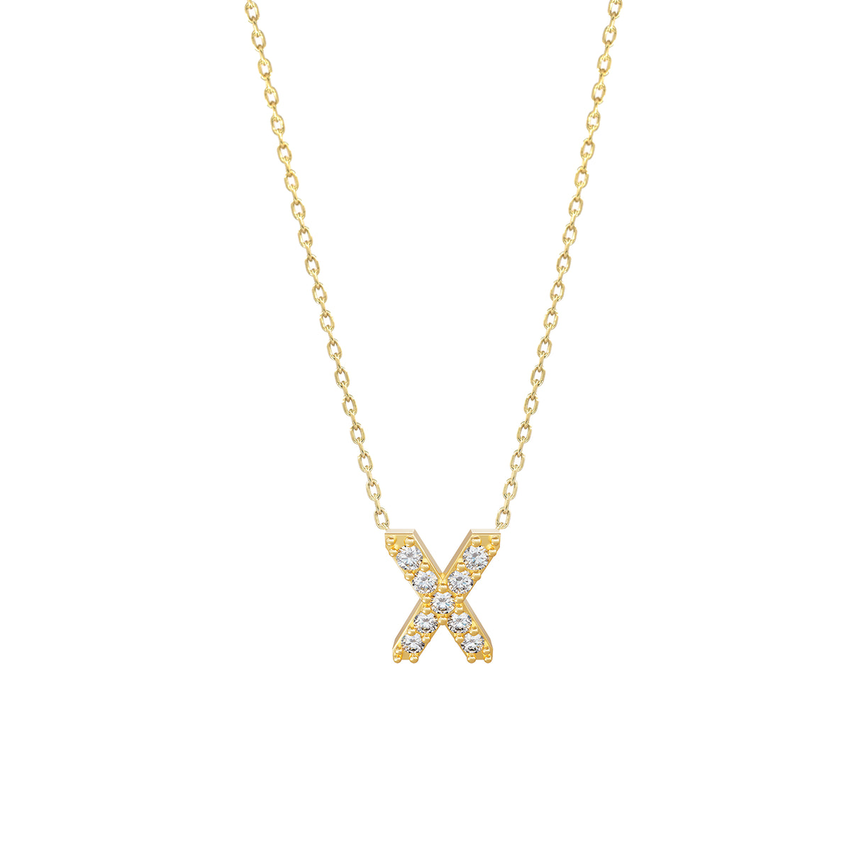 J Initial Letter Pavé Natural Diamond Necklace 14K Solid Gold