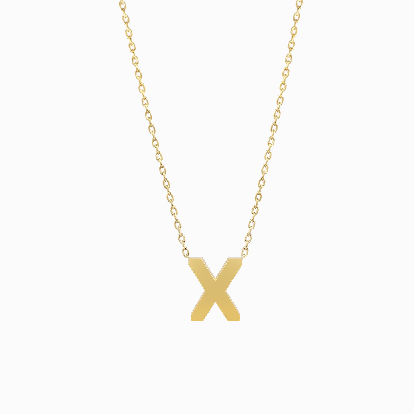 A Initial Letter Necklace 14K Solid Gold