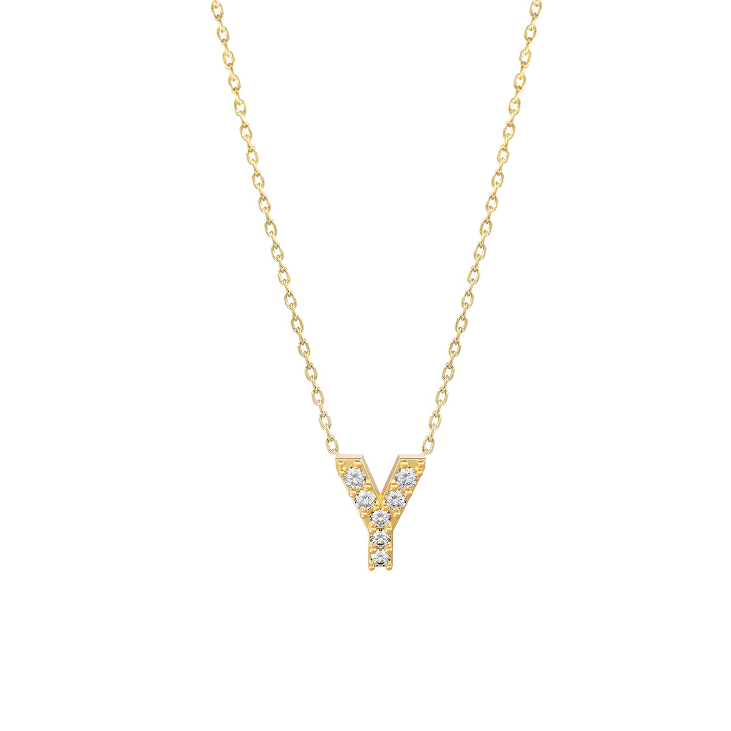 J Initial Letter Pavé Natural Diamond Necklace 14K Solid Gold