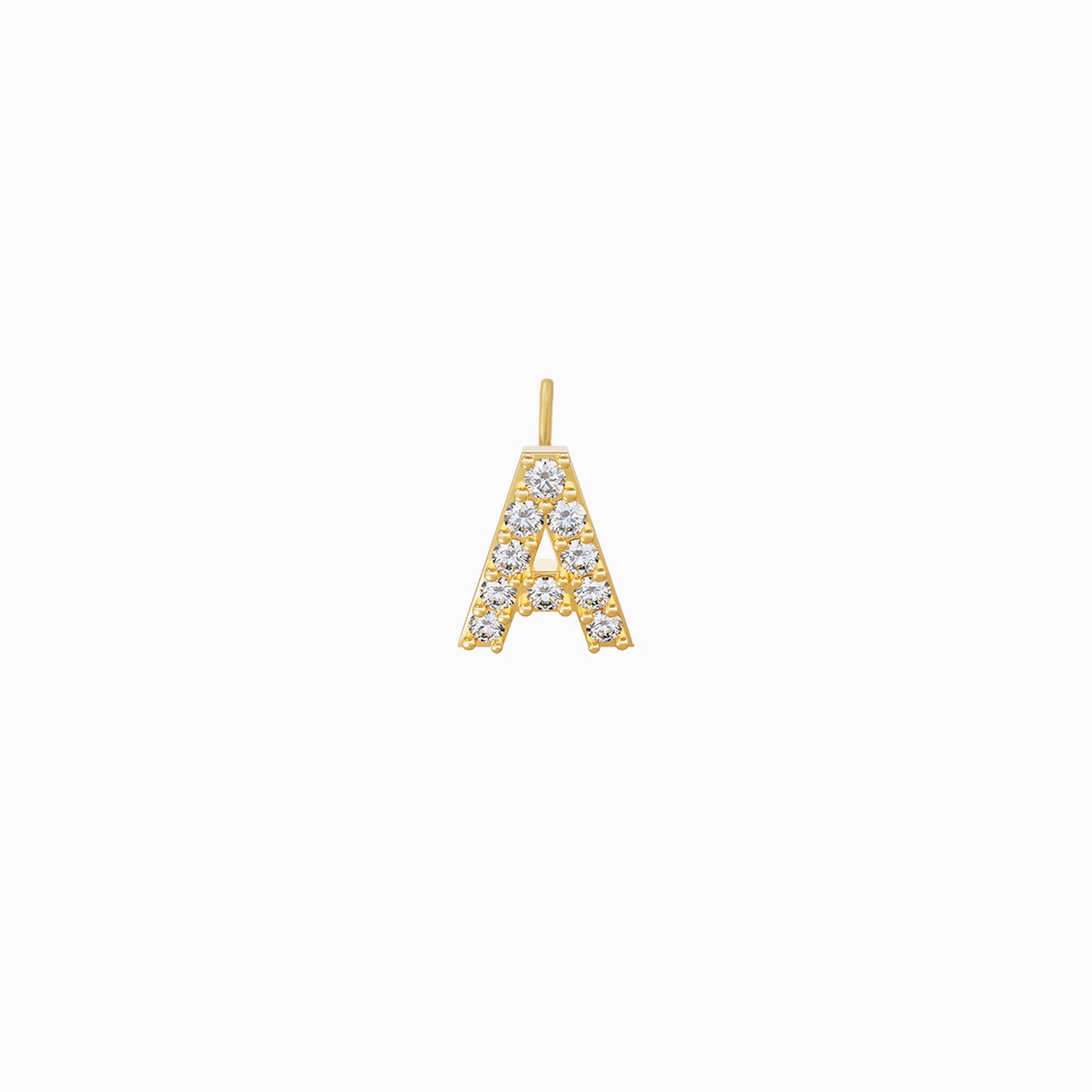 J Initial Letter Pavé Natural Diamond Charm 14K Solid Gold