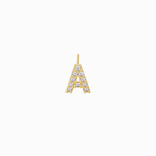J Initial Letter Pavé Natural Diamond Charm 14K Solid Gold