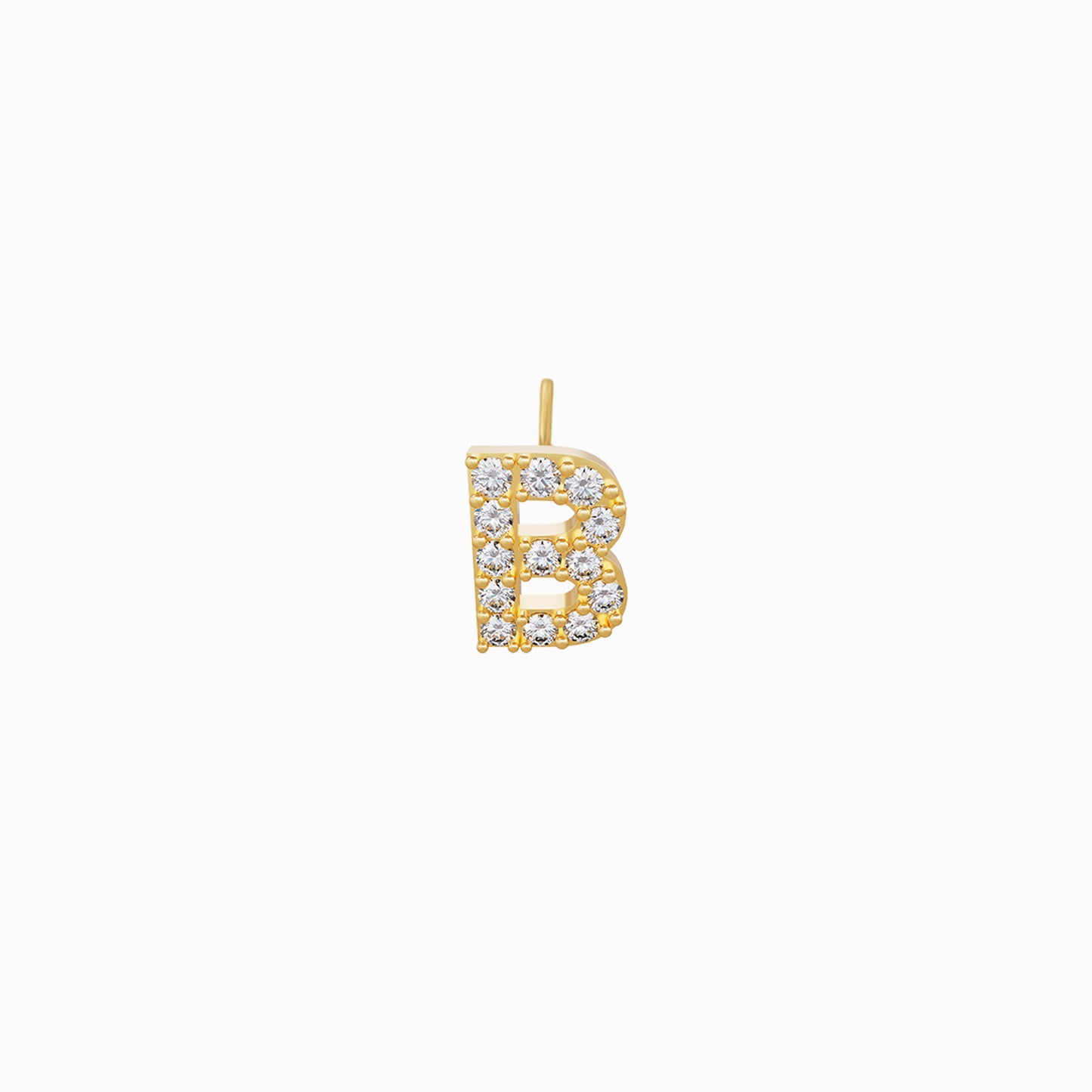 J Initial Letter Pavé Natural Diamond Charm 14K Solid Gold