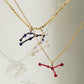 Virgo Constellation Pendant 14K Solid Gold Dark Pink Sapphire Birthstone