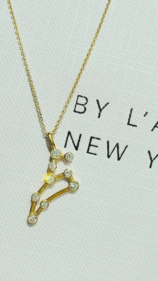 24K Pure Gold Leo Constellation Lab-Grown Diamond Charm  Pendant | BY L’AIMÉ NEW YORK