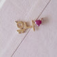 Korean Custom Heart Ruby Name Necklace 14K Solid Gold – Personalized
