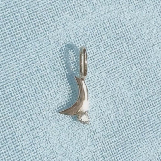 One Pavé Diamond Charm 14K Solid Gold – Heart Star Moon Lightning Bolt