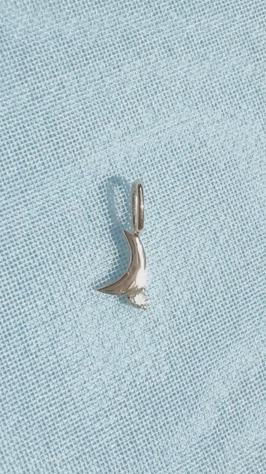 One Pavé Diamond Charm 14K Solid Gold – Heart Star Moon Lightning Bolt