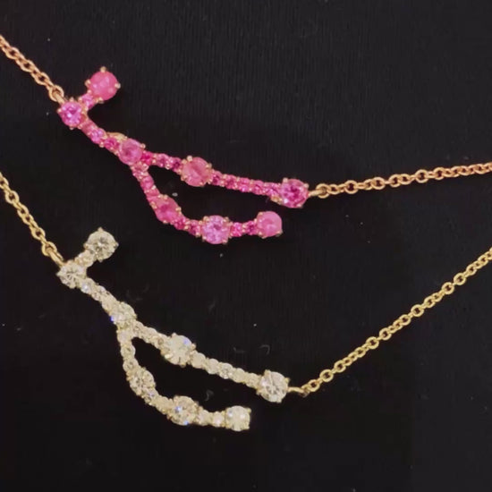 Virgo Zodiac Constellation Pavé Diamond Pendant 14K Solid Gold BY L’AIMÉ NEW YORK