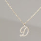 L Script Initial Letter Pavé Lab Diamond Necklace 14K Solid Gold