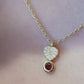 Heart Shape Pavé Lab Diamond & Natural  Necklace 14K Solid Gold | July Birthstone