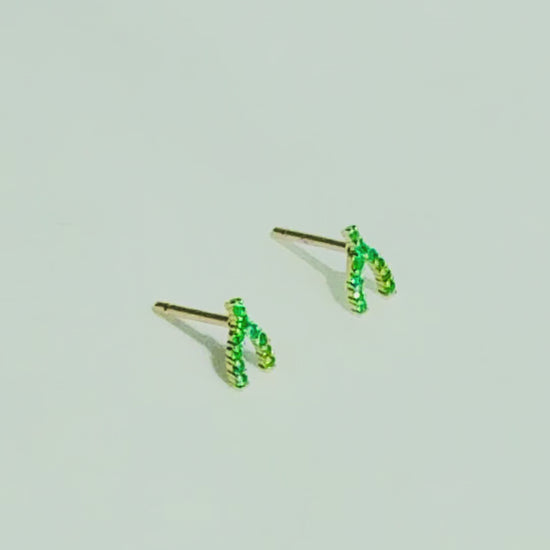 Wishbone Earring Natural Emerald 14K Solid Gold | BY L’AIMÉ NEW YORK