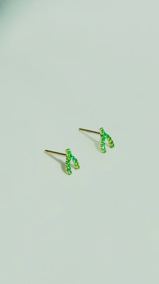 Wishbone Earring Natural Emerald 14K Solid Gold | BY L’AIMÉ NEW YORK