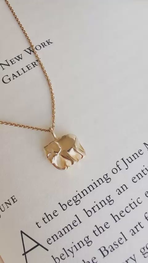 BY L’AIMÉ NEW YORK Elephant Pendant 14K Solid Gold 코끼리