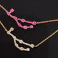 Virgo Constellation Necklace 14K Solid Gold Dark Pink Sapphire Birthstone