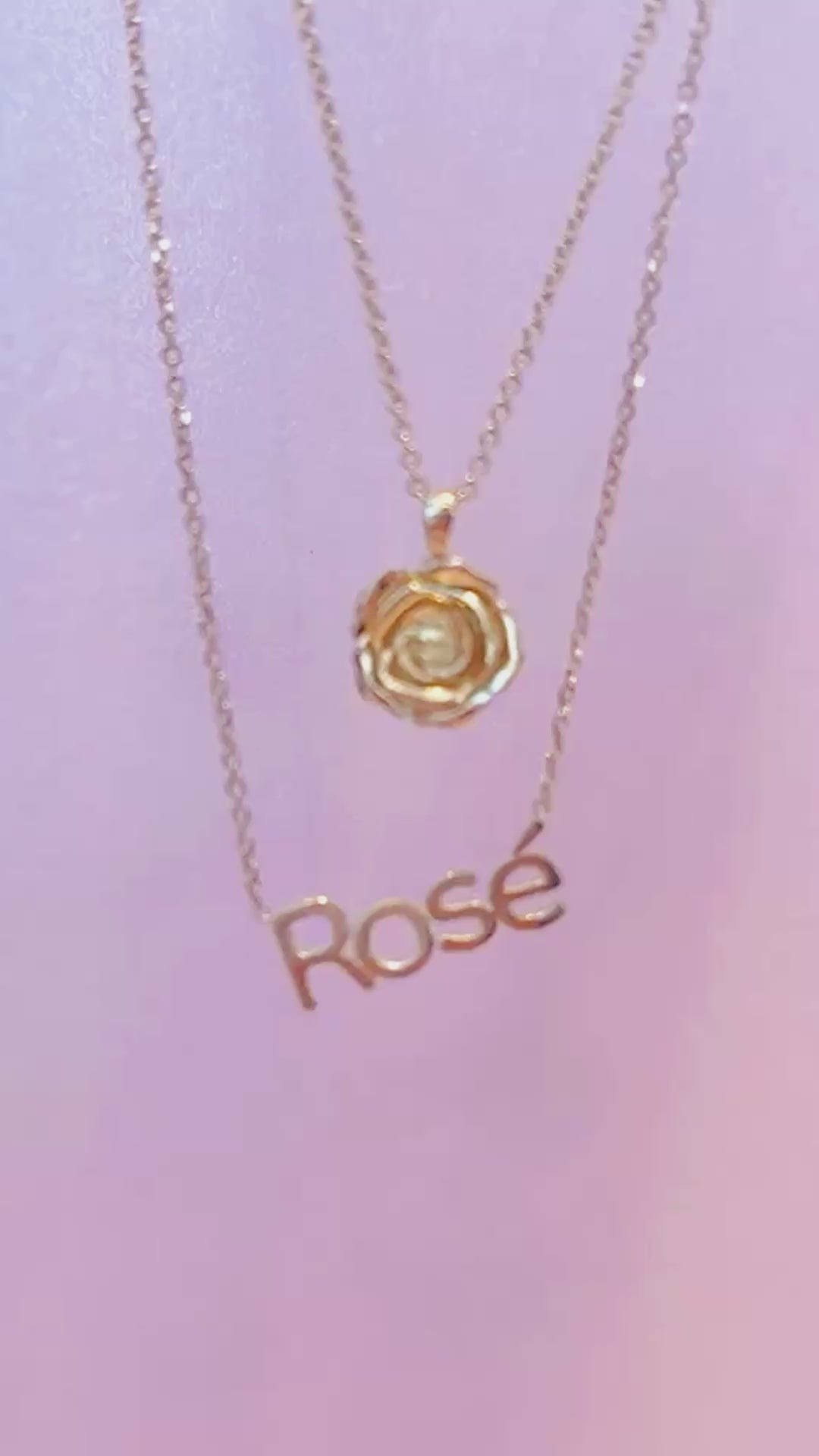 Rose Flower Necklace 14K Solid Gold Personalized Name BY L’AIMÉ NEW YORK
