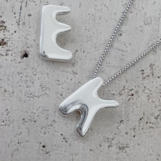 Soft Puffy Initial Letter Necklace in Sterling Silver | Bubble Initial Jewelry