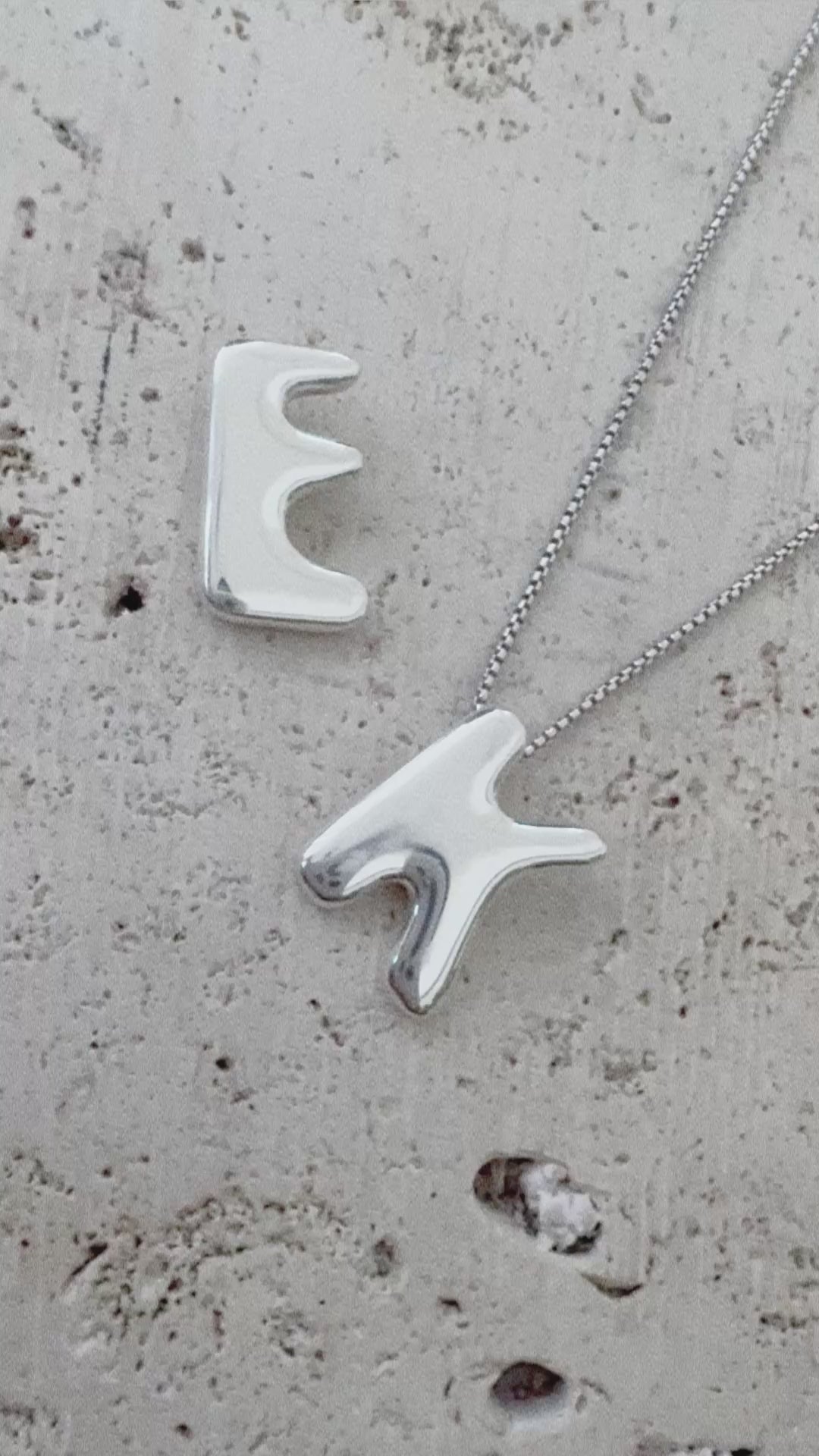 Soft Puffy Initial Letter Necklace in Sterling Silver | Bubble Initial Jewelry