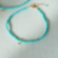 J Initial Letter Pavé Diamond Turquoise Bead Bracelet 14K Gold